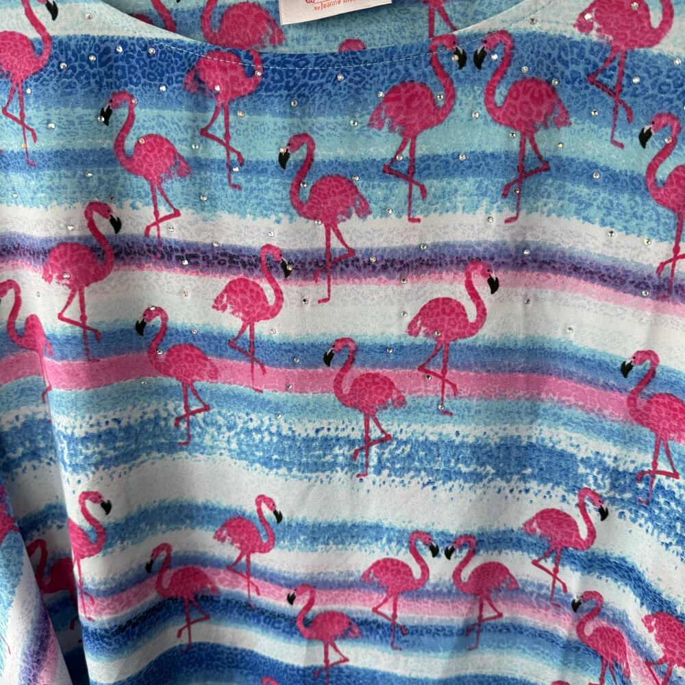 Quacker Factory Size 2x Flamingos Poncho Blouse - image 6